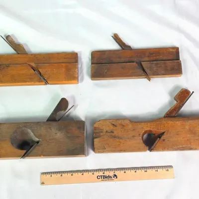 Sale Photo Thumbnail #87: Antique Wood Moulding Planes 4 Different Profiles. Greenfield Tool Co, Hargreaves