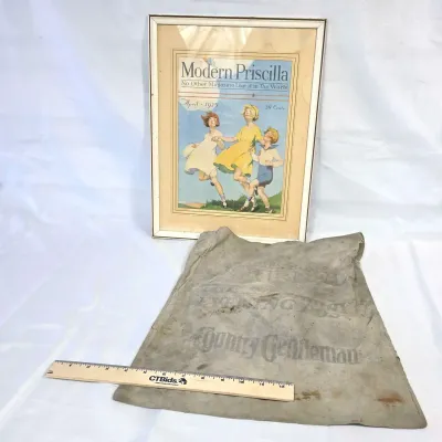 Sale Photo Thumbnail #94: 1930s Saturday Evening Post Magazine Delivery Bag, And Framed April 1925 Cover Of Modern Priscil