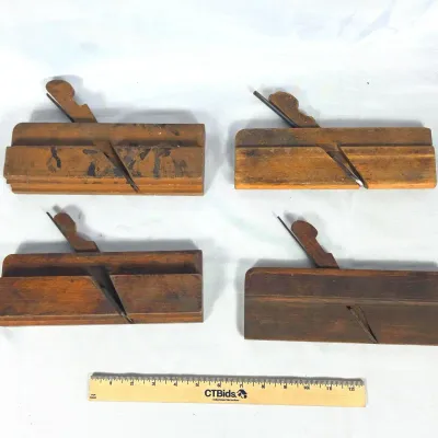 Sale Photo Thumbnail #16: Antique Moulding Planes. 4 Different Profiles for Creating Mouldings