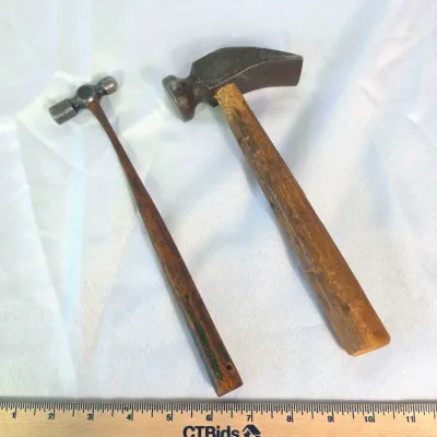 Sale Photo Thumbnail #95: Antique Cobbler Hammer & Extra Small Jewlers Ball Peen 