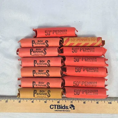 Sale Photo Thumbnail #31: 13 Rolled Pennies Unsearched Unknown Dates & Mints
