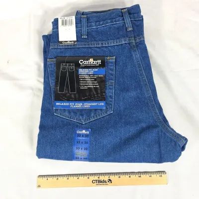 Sale Photo Thumbnail #60: Carhartt Relaxed Fit Flannel-Lined Straight-Leg New with Tags 33×30