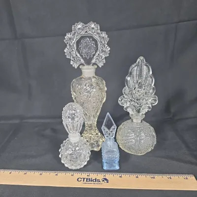 Sale Photo Thumbnail #19: Art Deco Style Vtg Glass Perfume Bottles 