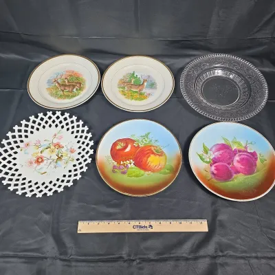 Sale Photo Thumbnail #109: Assorted Collectible Plates Including Dresden Deer Plates And An Openwork Lattice Plate