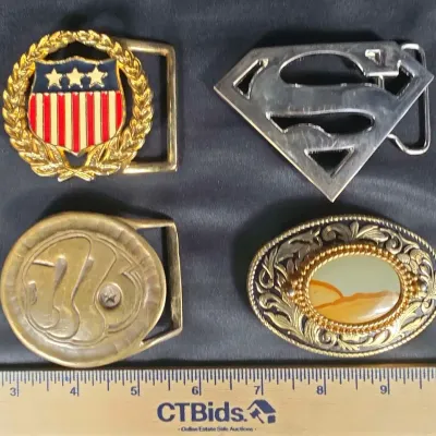 Sale Photo Thumbnail #49: Belt Buckles! Patriotic, SuperMan, 1776 Solid Bronze, Rock Inlay