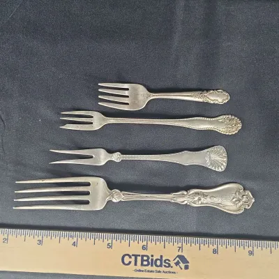 Sale Photo Thumbnail #58: Sterling & German Silver (80%) Forks! 4 Utensils 3 Sterling 1 German Silver