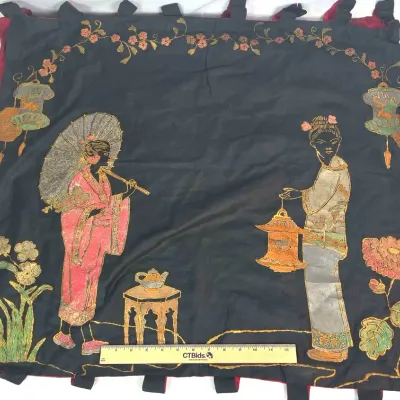 Sale Photo Thumbnail #120: Vintage Hand Painted Valance Japanese Style