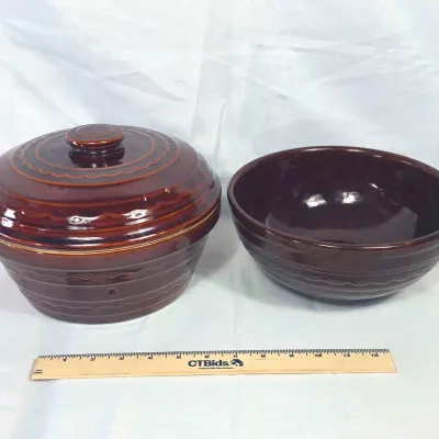 Sale Photo Thumbnail #80: Marcrest Oven-proof Stoneware Bowls, Out With Lid 