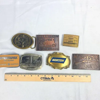 Sale Photo Thumbnail #35: Belt Buckles! B.P.O.E., Ford Ad, ABC Bowling, Stratapax, Norton, Boyle Bros, Winchester Ad