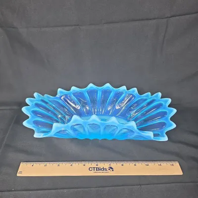 Sale Photo Thumbnail #21: Fostoria Blue Heirloom Opalescent Glass Stunning Vtg 
