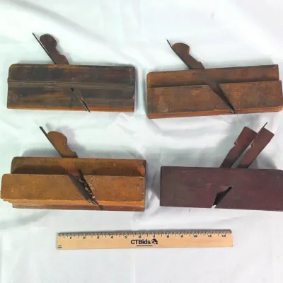 Sale Photo Thumbnail #78: Antique Moulding Planes. 4 Different Profiles. A Matthison & Son, Atkin & Son, Unbranded 