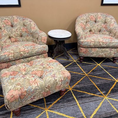 Floral chairs and ottoman 