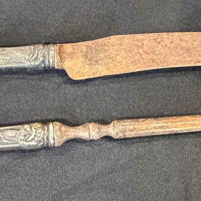 Sterling silver knife and sharpener 