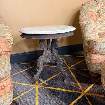 Vintage Victorian wooden table and marble top