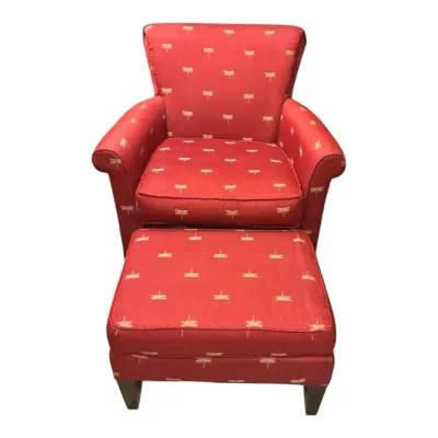 Star Furniture Custom Chair Collection Dragonfly Red Armchair & Ottoman - Lot 1