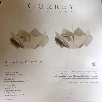 Artisle Silver Chandelier Lot 1