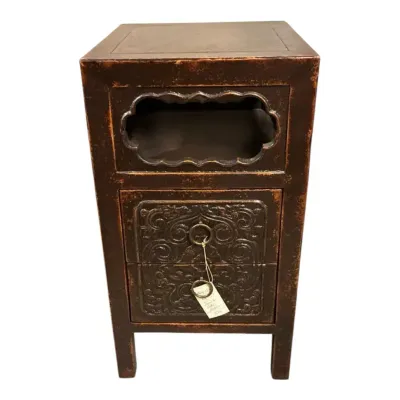 Century Lanna Home Asian Collection Carved Wood Tiered Side Table