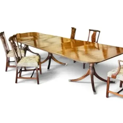 Antique Mahogany Table (12”6in X 53in) + 14 Chairs **WITH RESERVE**