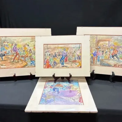 Expressionistic watercolor and ink paintings (4)