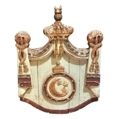 Antique wooden, carved coat of arms - Seal of the King of Egypt 