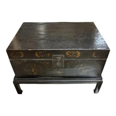 Oriental Lacquer Trunk On Stand