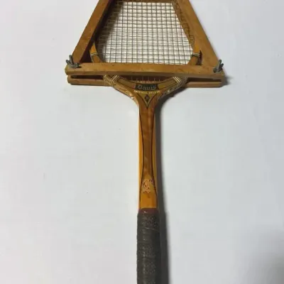Vintage T.A. Davis Imperial Deluxe Wooden Tennis Racket With Press