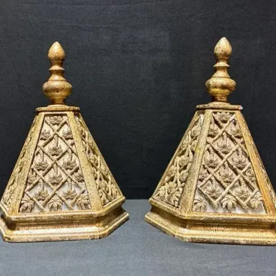 Mirrored Silver Leaf Brackets-Pair