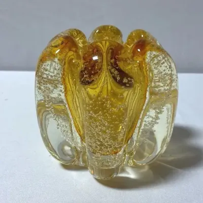 Tozai Home Murano Bullicante Amber Art Glass Piece