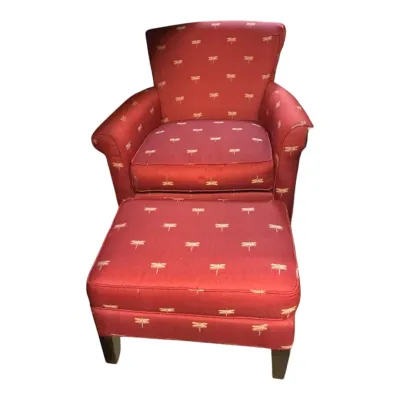 Star Furniture Custom Chair Collection Dragonfly Red Armchair & Ottoman - Lot 2