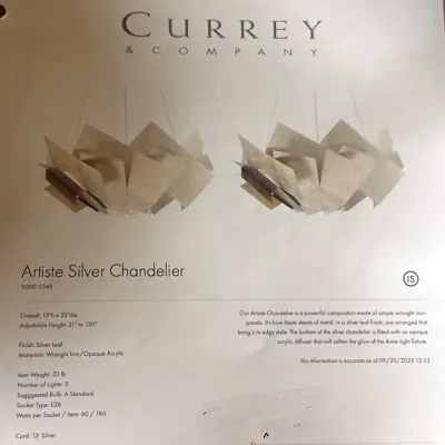 Artisle Silver Chandelier Lot 2