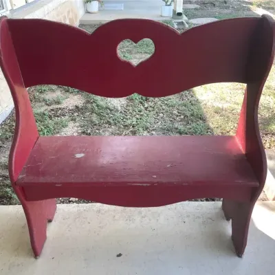 Red Wooden Heart Bench