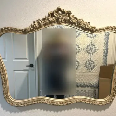 French Victorian-style Ornate Wood Wall Mirror 