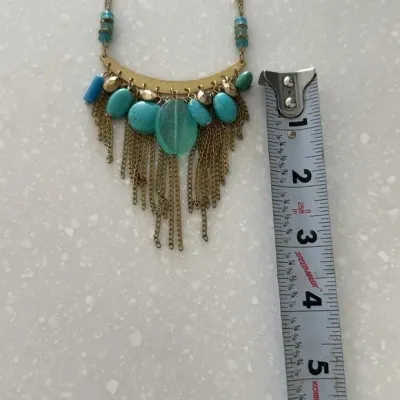 Vintage Necklace Turquoise Gold Tone Statement Piece