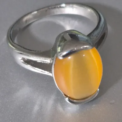 Art Nouveau Baltic Butterscotch Amber Sterling Silver Statement Ring Size 8