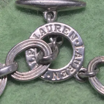 Ralph Lauren CHAPS silver tone Toggle Clasp BRACELET ~ marked