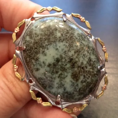 Victorian Silver Large Dendritic Moss Agate Brooch
