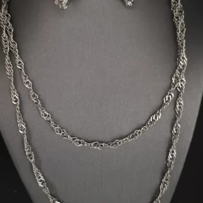 Stainless rope chain necklace by Sorents & 925 sterling earrings