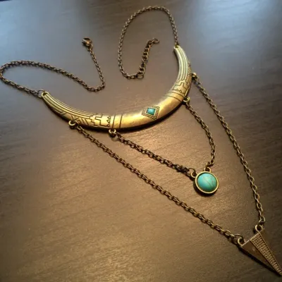 STUNNING VINTAGE ESTATE TURQUOISE LONG DANGLE STATEMENT 18" NECKLACE!