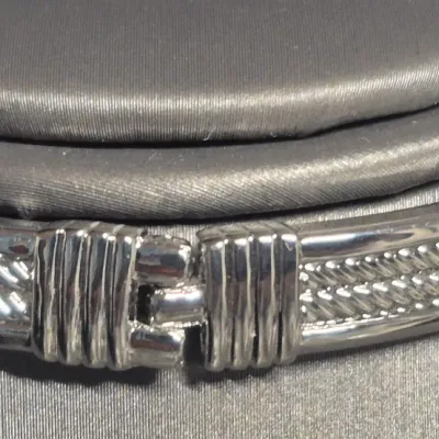 Sale Photo Thumbnail #40: Men's Silver cuff Bracelet & Woman's link chain Bracelet with bird charm
> Men's is 8" and is without scratches or damage
> Woman's link chain has a bird charm on lobster claw so it can be worn or not.
Both are new as found