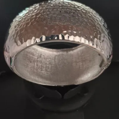 Sale Photo Thumbnail #54: Large Textured Silver Bangle
hinged, no damage or scratches.....new as found