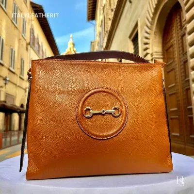 Italian Leather Tote Bag: Handmade Elegant Brown Purse,Florence, Italy