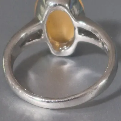Art Nouveau Baltic Butterscotch Amber Sterling Silver Statement Ring Size 8