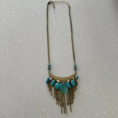 Vintage Necklace Turquoise Gold Tone Statement Piece