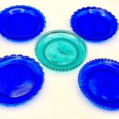 (5) Cobalt & Blue Vintage Cup Coasters