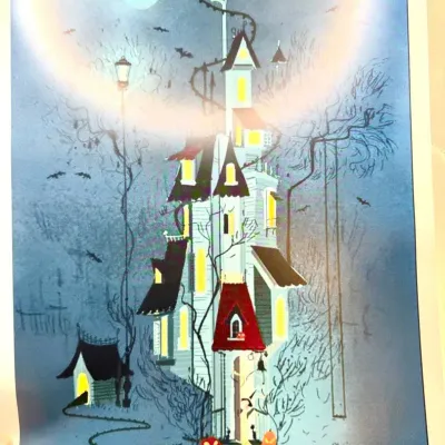 "Knock Knock" by artist Pascal Campion Halloween Print
