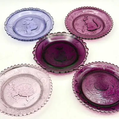 (5) Vintage Purple Cup Coasters 