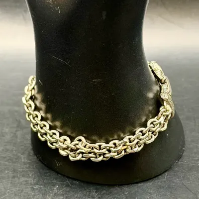 Vintage Signed Goldette Silver Tone Bracelet 