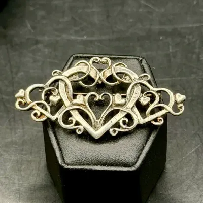 Vintage Filigree Heart Brooch Pin