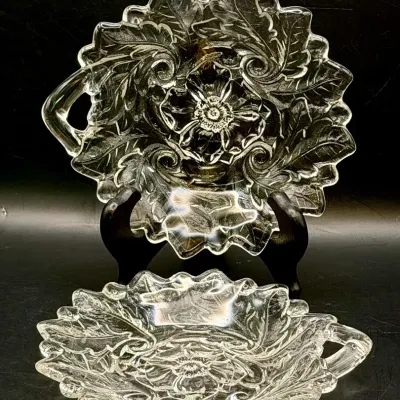 (2) Vintage Indiana Glass Nappy Plates