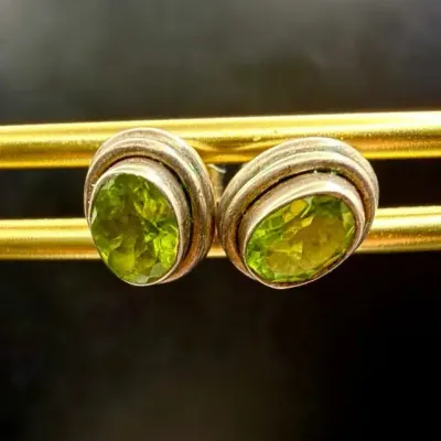 Sterling Silver 925 Stamped Peridot Earrings